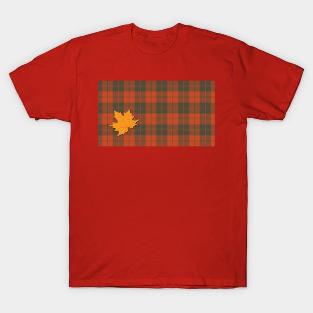 Orange Plaid w Leaf T-Shirt by CosmeticMechanic